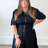 Puff Sleeve Knit Mini Dress - Black-Casual Dresses- Hometown Style HTS, women's in store and online boutique located in Ingersoll, Ontario