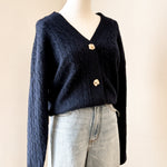 BYMAGRITE CARDIGAN - Dark Sapphire-Sweaters and Cardigans- Hometown Style HTS, women's in store and online boutique located in Ingersoll, Ontario