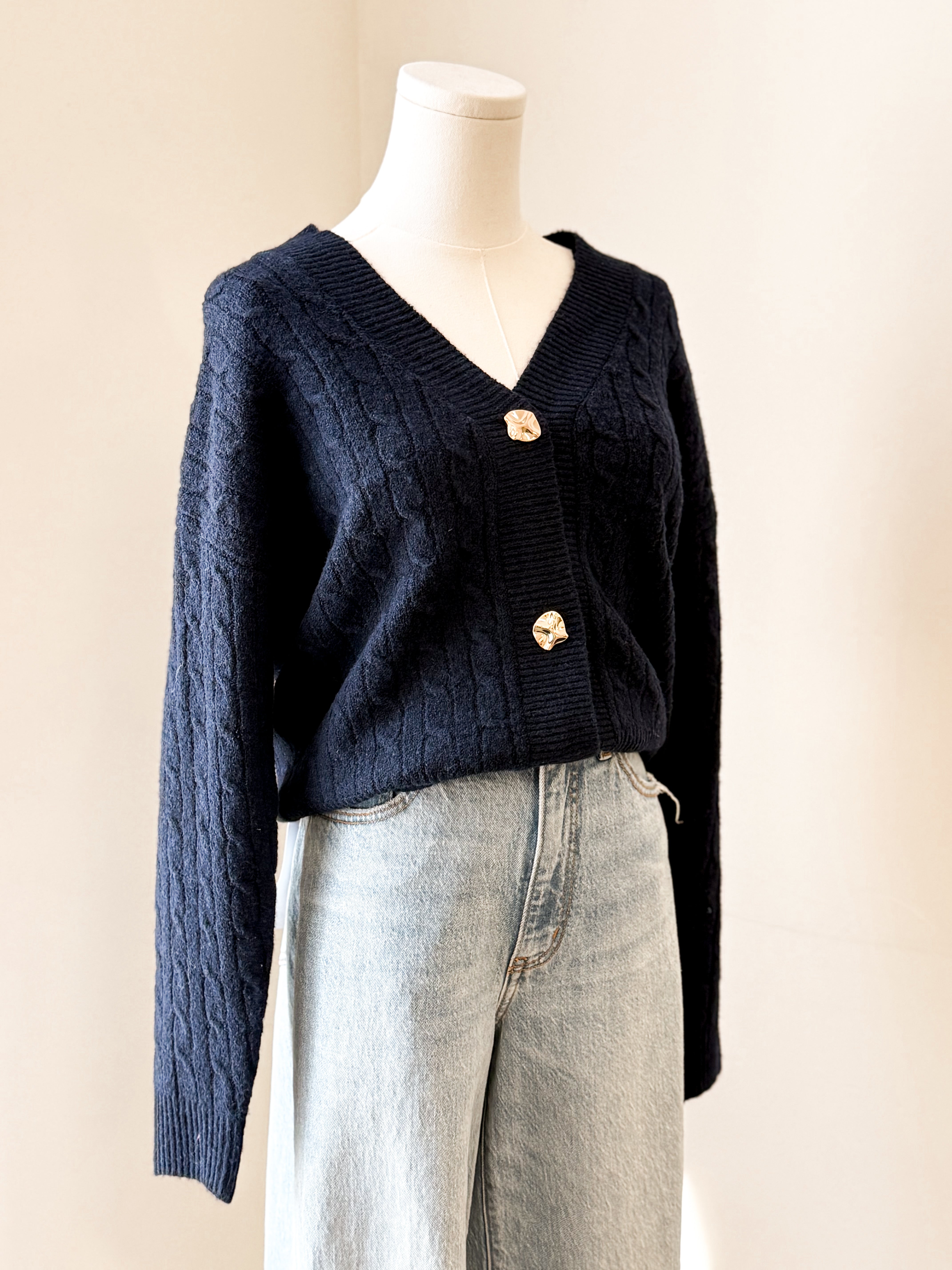 BYMAGRITE CARDIGAN - Dark Sapphire-Sweaters and Cardigans- Hometown Style HTS, women's in store and online boutique located in Ingersoll, Ontario