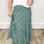 Floral Tiered Midi Skirt - Green-Skirt- Hometown Style HTS, women's in store and online boutique located in Ingersoll, Ontario