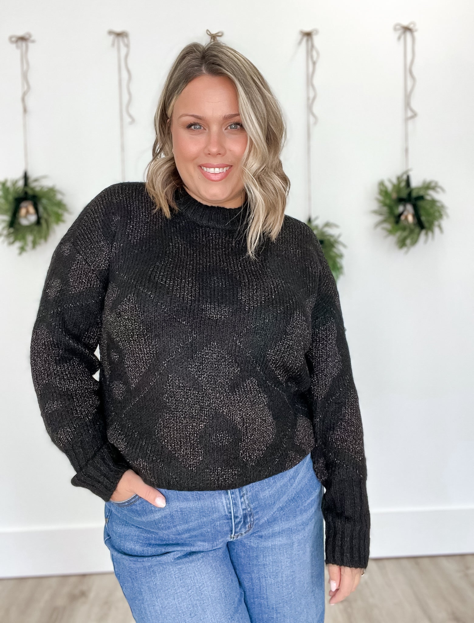 Sandra Knit Pullover - Black/Silver Lurex-sweater- Hometown Style HTS, women's in store and online boutique located in Ingersoll, Ontario