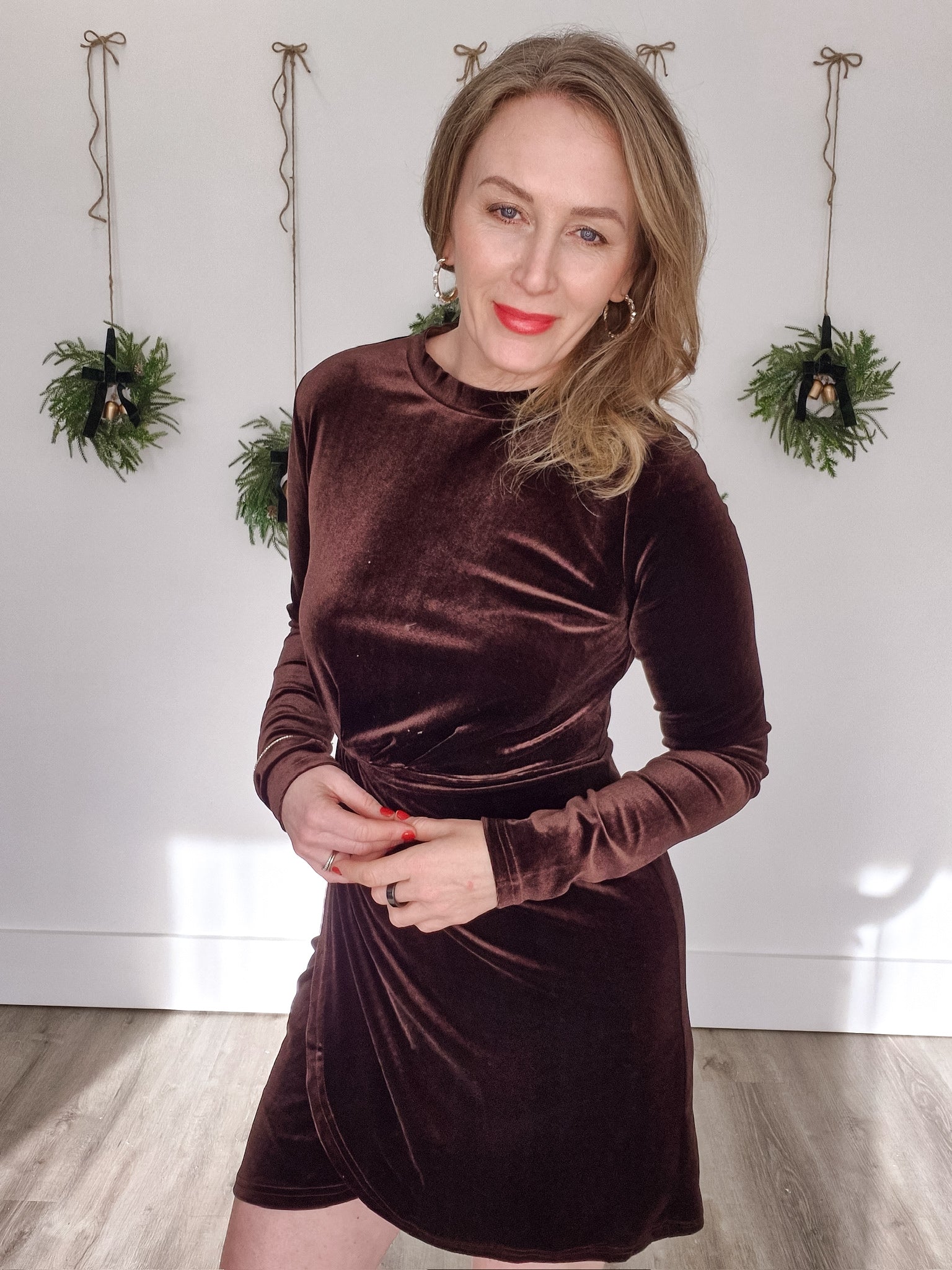 Wrap-Front Bodycon Velvet Mini Dress-Special Occasion Dresses- Hometown Style HTS, women's in store and online boutique located in Ingersoll, Ontario