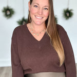 ASCLEPIAS V NECK SWEATER - Chocolate Brown-Sweaters and Cardigans- Hometown Style HTS, women's in store and online boutique located in Ingersoll, Ontario