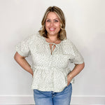 Floral Babydoll Blouse - Sage/Cream-blouse- Hometown Style HTS, women's in store and online boutique located in Ingersoll, Ontario