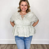Floral Babydoll Blouse - Sage/Cream-blouse- Hometown Style HTS, women's in store and online boutique located in Ingersoll, Ontario