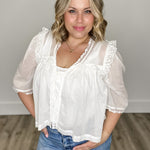 Lace Trim Blouse- White-blouse- Hometown Style HTS, women's in store and online boutique located in Ingersoll, Ontario