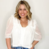Lace Trim Blouse- White-blouse- Hometown Style HTS, women's in store and online boutique located in Ingersoll, Ontario