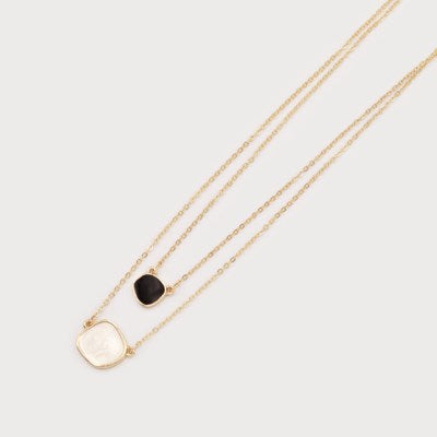 Two Layers Necklace with Acrylic Charms-Accessories- Hometown Style HTS, women's in store and online boutique located in Ingersoll, Ontario