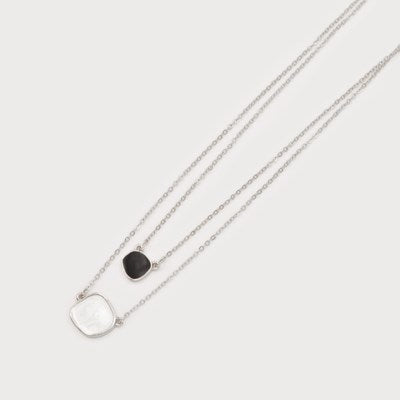 Two Layers Necklace with Acrylic Charms-Accessories- Hometown Style HTS, women's in store and online boutique located in Ingersoll, Ontario
