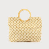 Rafia Bag with Circle Wood Handle Zip Closure-purse- Hometown Style HTS, women's in store and online boutique located in Ingersoll, Ontario