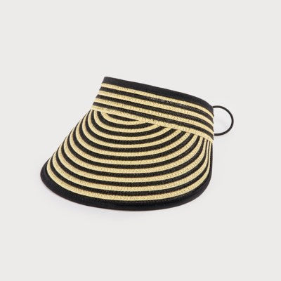 Straw Visor With Contrasting Trip and Adjustable Back-Accessories- Hometown Style HTS, women's in store and online boutique located in Ingersoll, Ontario