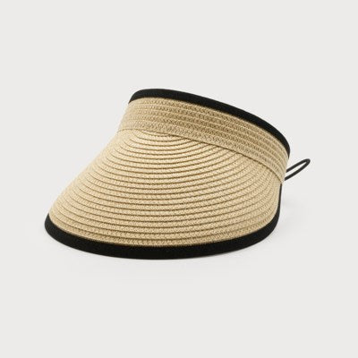 Straw Visor With Contrasting Trip and Adjustable Back-Accessories- Hometown Style HTS, women's in store and online boutique located in Ingersoll, Ontario