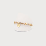 Glass Bead Bracelet on Elastic With Hammered Pendant-Accessories- Hometown Style HTS, women's in store and online boutique located in Ingersoll, Ontario