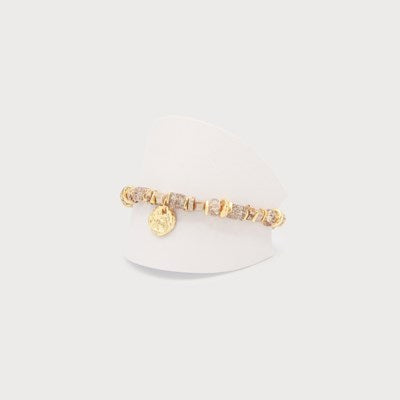 Glass Bead Bracelet on Elastic With Hammered Pendant-Accessories- Hometown Style HTS, women's in store and online boutique located in Ingersoll, Ontario