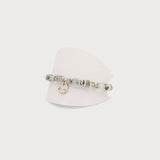 Glass Bead Bracelet on Elastic With Hammered Pendant-Accessories- Hometown Style HTS, women's in store and online boutique located in Ingersoll, Ontario