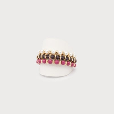 Set of 3 Elastic Bracelets with Metal Beads-Accessories- Hometown Style HTS, women's in store and online boutique located in Ingersoll, Ontario
