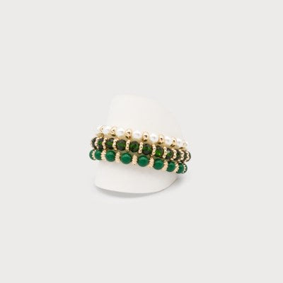 Set of 3 Elastic Bracelets with Metal Beads-Accessories- Hometown Style HTS, women's in store and online boutique located in Ingersoll, Ontario