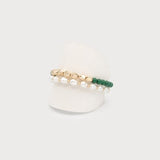 Set of 2 Elastic Bracelets with Metal and Pearl Beads-Accessories- Hometown Style HTS, women's in store and online boutique located in Ingersoll, Ontario