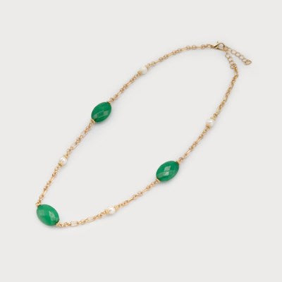 Chain with Coloured Stones and Pearls-Accessories- Hometown Style HTS, women's in store and online boutique located in Ingersoll, Ontario