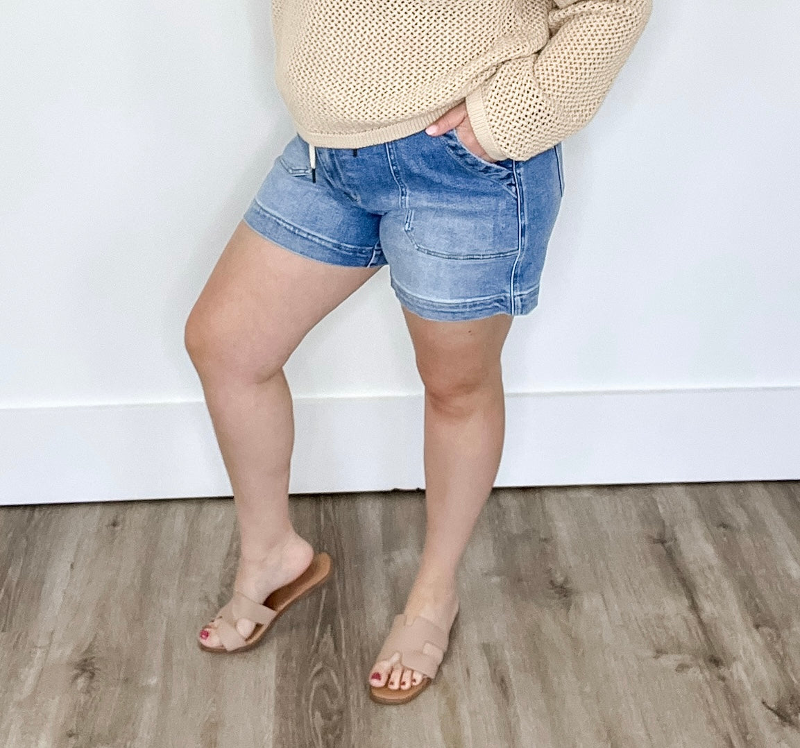Judy Blue Shorts with Tie Front-Shorts- Hometown Style HTS, women's in store and online boutique located in Ingersoll, Ontario