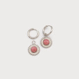 Huggies with Coloured Medallion in Stainless Steel Hoop-Accessories- Hometown Style HTS, women's in store and online boutique located in Ingersoll, Ontario