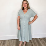 Cotton Button Down Midi Dress - Misty Blue-dress- Hometown Style HTS, women's in store and online boutique located in Ingersoll, Ontario
