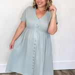 Cotton Button Down Midi Dress - Misty Blue-dress- Hometown Style HTS, women's in store and online boutique located in Ingersoll, Ontario