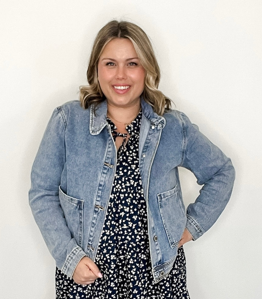 Denim Jacket-Coats & Jackets- Hometown Style HTS, women's in store and online boutique located in Ingersoll, Ontario