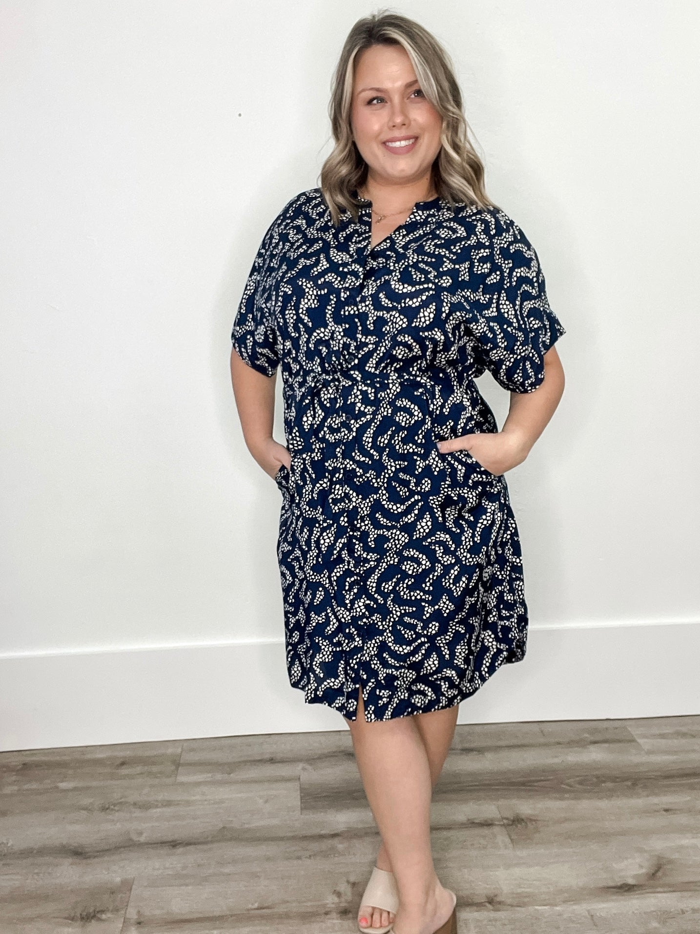 Barton Shirt Dress - Navy-Dress- Hometown Style HTS, women's in store and online boutique located in Ingersoll, Ontario