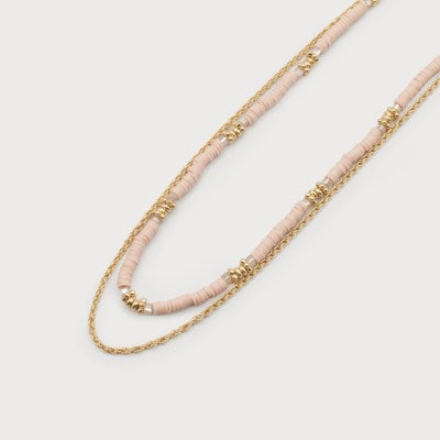 Double Layer Necklace with Clay and Glass Beads-Accessories- Hometown Style HTS, women's in store and online boutique located in Ingersoll, Ontario