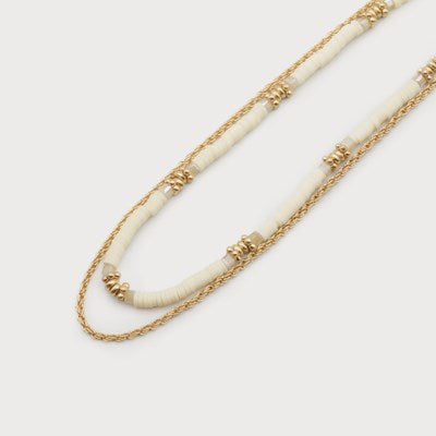 Double Layer Necklace with Clay and Glass Beads-Accessories- Hometown Style HTS, women's in store and online boutique located in Ingersoll, Ontario