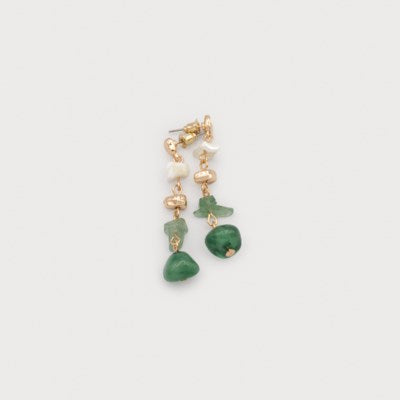 Delicate Semi-Precious Stones and Metal Pendant Earrings-Accessories- Hometown Style HTS, women's in store and online boutique located in Ingersoll, Ontario