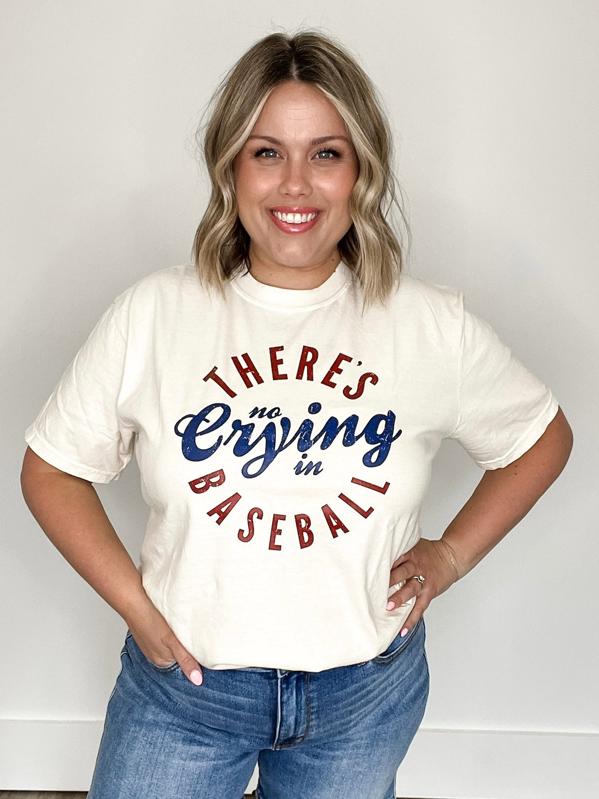 There's No Crying In Baseball Tee-graphic tee- Hometown Style HTS, women's in store and online boutique located in Ingersoll, Ontario