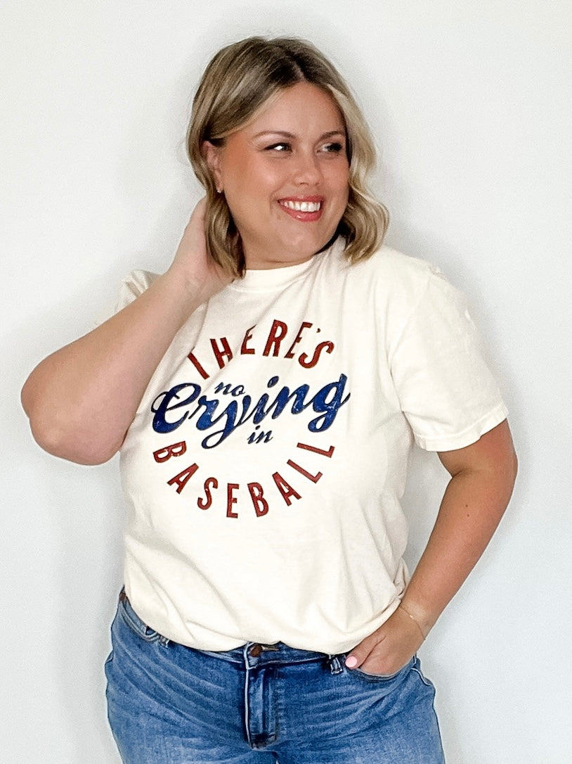 There's No Crying In Baseball Tee-graphic tee- Hometown Style HTS, women's in store and online boutique located in Ingersoll, Ontario