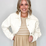 Cropped Long Sleeve Jacket - Cream-Coats & Jackets- Hometown Style HTS, women's in store and online boutique located in Ingersoll, Ontario
