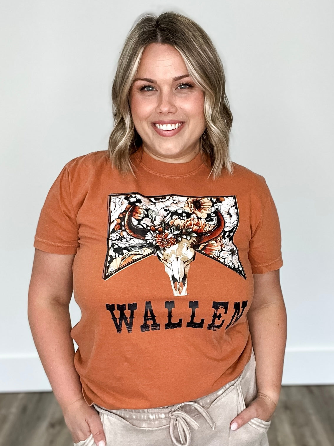 Wallen Floral Bull Comfort Tee-graphic tee- Hometown Style HTS, women's in store and online boutique located in Ingersoll, Ontario