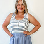 Solid Button Down Tank - Sky Stripe-tank- Hometown Style HTS, women's in store and online boutique located in Ingersoll, Ontario