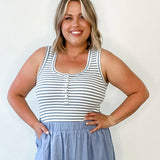 Solid Button Down Tank - Sky Stripe-tank- Hometown Style HTS, women's in store and online boutique located in Ingersoll, Ontario