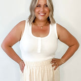 Solid Button Down Tank - White-tank- Hometown Style HTS, women's in store and online boutique located in Ingersoll, Ontario