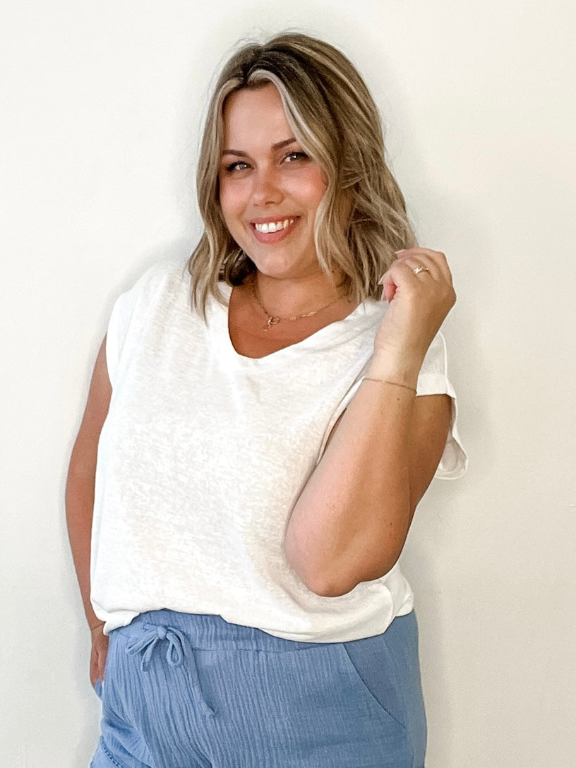 Slub Knit Muscle Tank Top - Off White-tank- Hometown Style HTS, women's in store and online boutique located in Ingersoll, Ontario