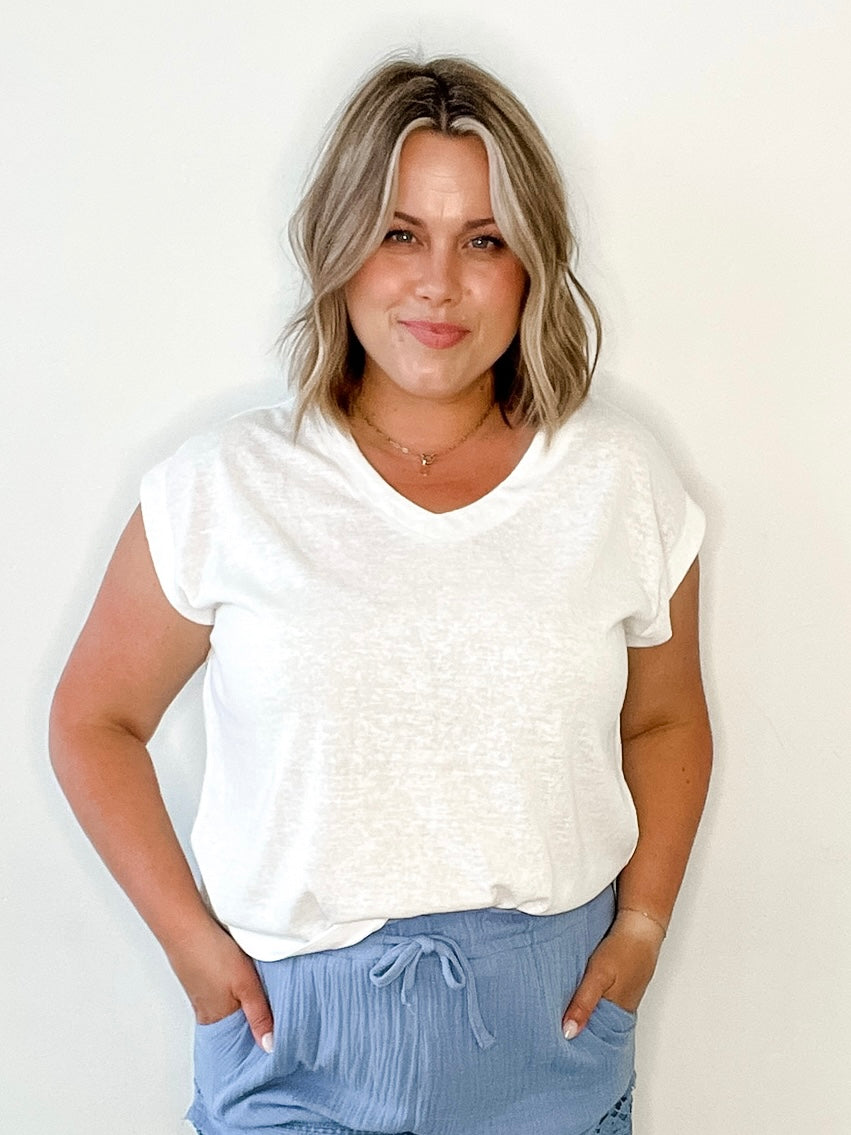 Slub Knit Muscle Tank Top - Off White-tank- Hometown Style HTS, women's in store and online boutique located in Ingersoll, Ontario