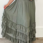 Tiered Ruffle Maxi Skirt - Olive-Skirt- Hometown Style HTS, women's in store and online boutique located in Ingersoll, Ontario