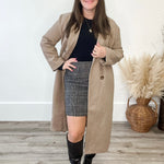 Felted Double Breasted Lapel Duster Coat - Fawn-Coat & Jackets- Hometown Style HTS, women's in store and online boutique located in Ingersoll, Ontario