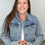 Ruffle Denim Jacket-jacket- Hometown Style HTS, women's in store and online boutique located in Ingersoll, Ontario