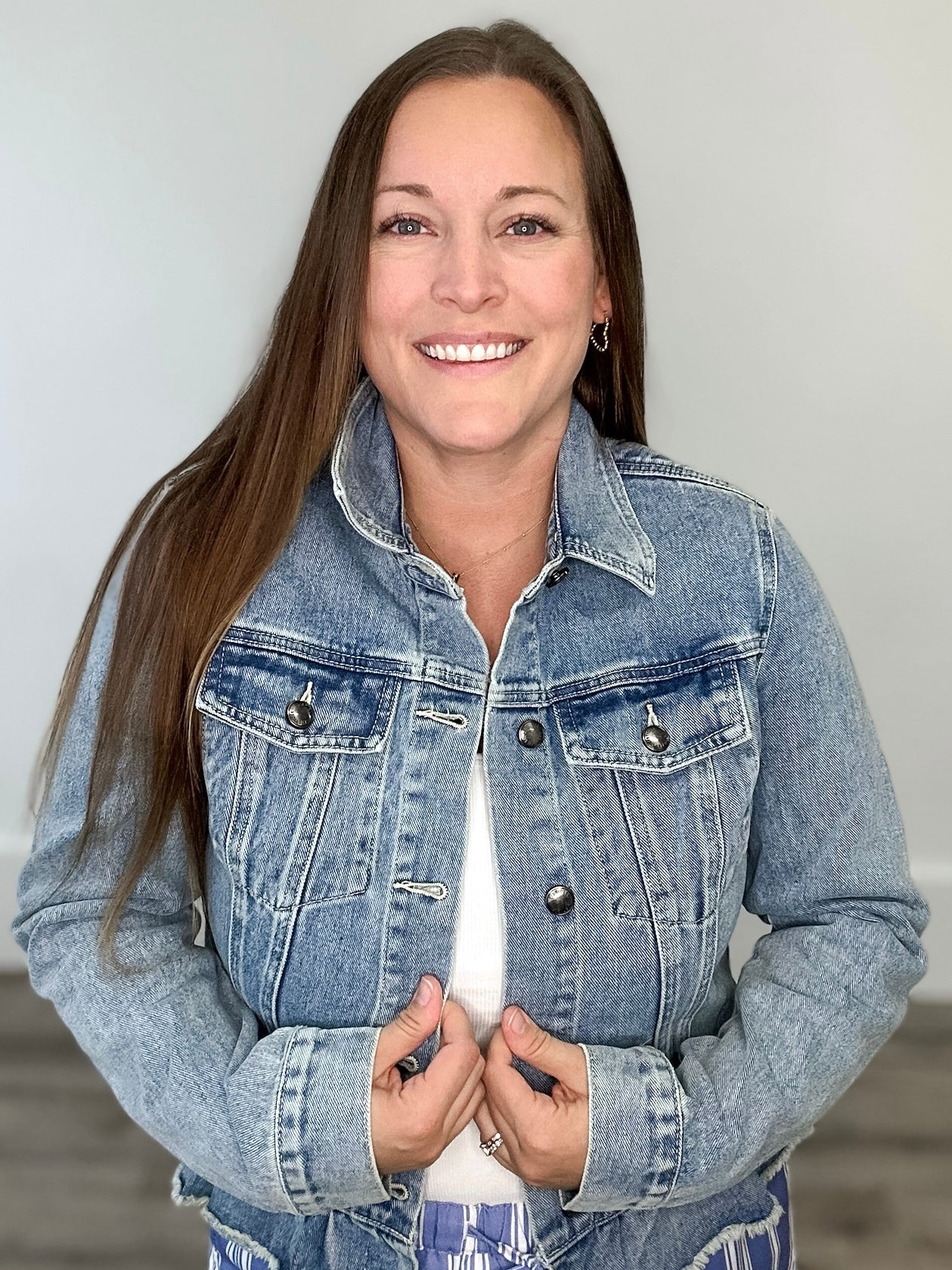 Ruffle Denim Jacket-jacket- Hometown Style HTS, women's in store and online boutique located in Ingersoll, Ontario