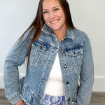 Ruffle Denim Jacket-jacket- Hometown Style HTS, women's in store and online boutique located in Ingersoll, Ontario