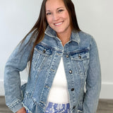 Ruffle Denim Jacket-jacket- Hometown Style HTS, women's in store and online boutique located in Ingersoll, Ontario