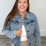Ruffle Denim Jacket-jacket- Hometown Style HTS, women's in store and online boutique located in Ingersoll, Ontario