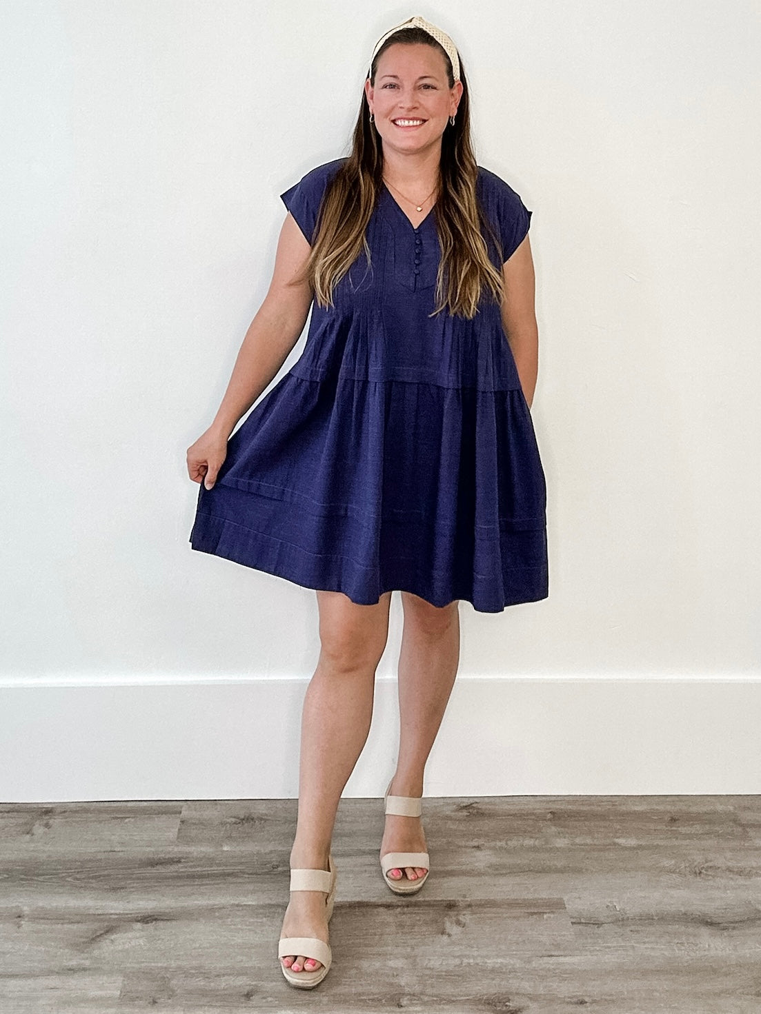 Drop Shoulder Mini Dress - Navy-Dress- Hometown Style HTS, women's in store and online boutique located in Ingersoll, Ontario