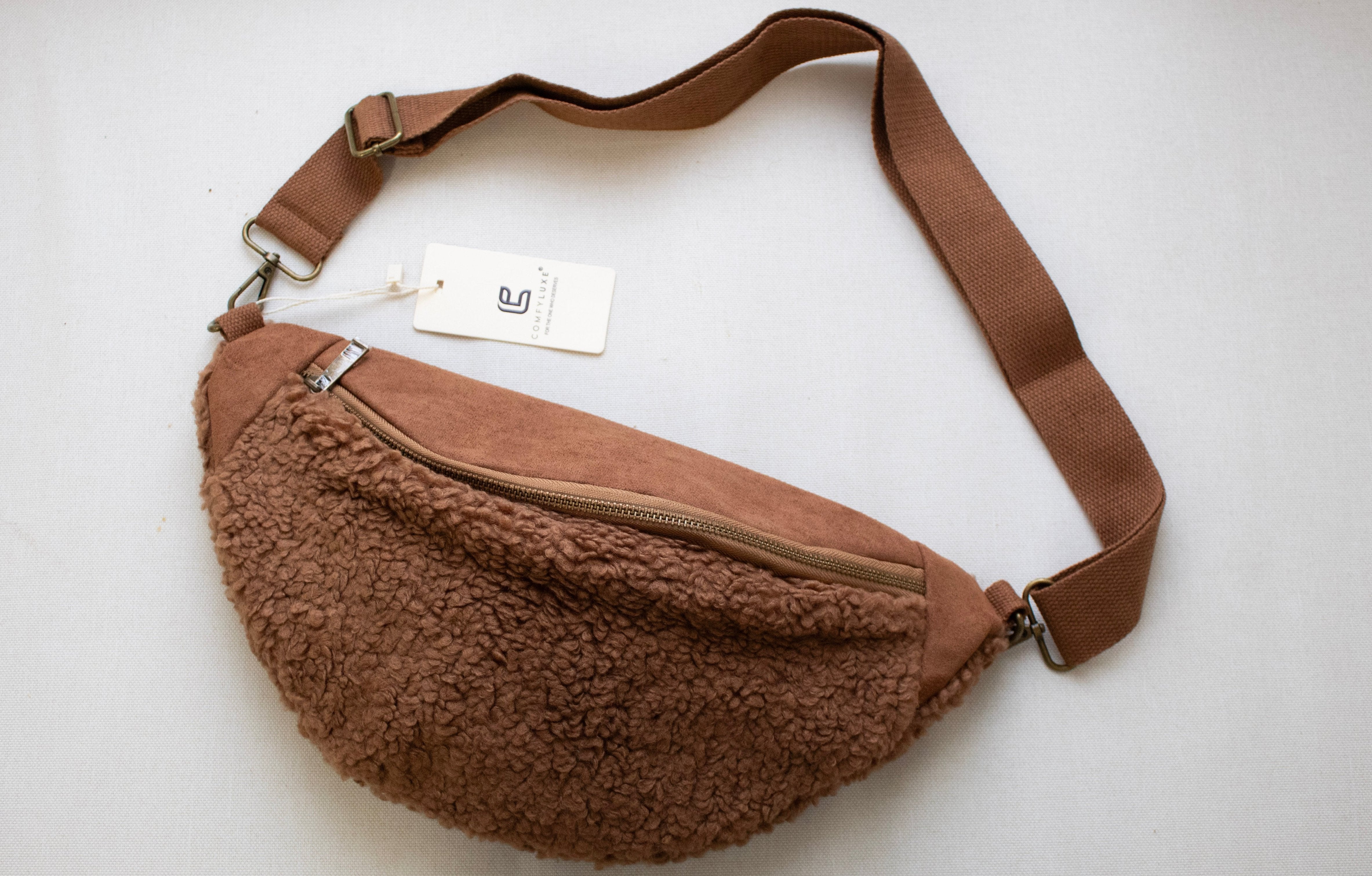 Sherpa Sling Bag - Taupe-purse- Hometown Style HTS, women's in store and online boutique located in Ingersoll, Ontario